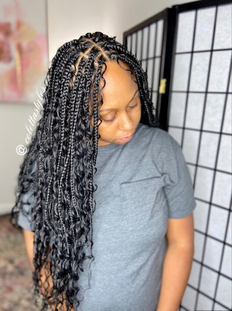 Small Boho Knotless, Hair Braid Patterns, Summer Hairstyles For Short Hair, Boho Knotless, Vacation Hairstyles, Big Box Braids Hairstyles, Bohemian Braids, Feed In Braids Hairstyles, Goddess Braids Hairstyles