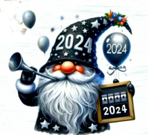 Gnome Art, Year 2024, Happy New, Happy New Year, Cross Stitch, Art