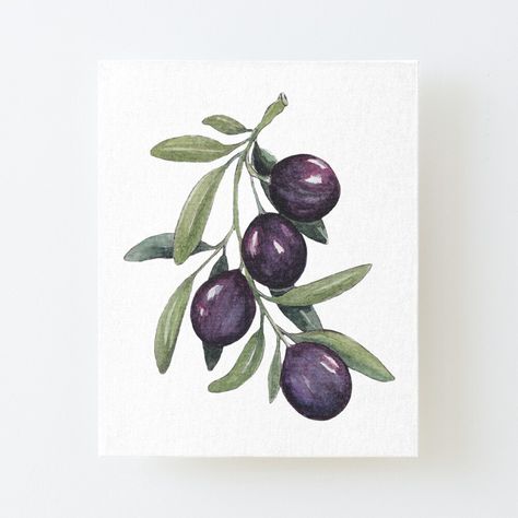 Get my art printed on awesome products. Support me at Redbubble #RBandME: https://www.redbubble.com/i/canvas-print/Black-Olive-Branch-In-Watercolor-by-Oirabot/71821672.56DNM?asc=u Simple Gouache, Watercolor Beautiful, Art Attack, Watercolor Canvas, Fruit Design, Black Olive, Olive Tree, Olive Branch, Gouache Painting