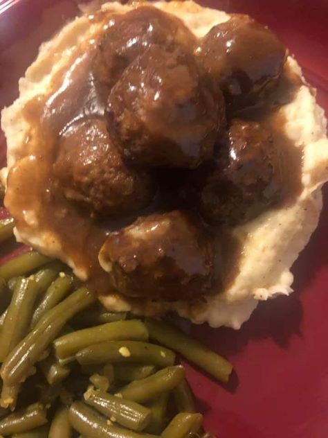 Meatballs And Mashed Potatoes, Meatballs Gravy, Dr Food, Wedding Catering Menu, Mashed Potatoes And Gravy, Potatoes And Gravy, Meatballs And Gravy, Homemade Mashed Potatoes, Turkey Soup