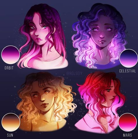 Reposting all Gradient gals together, which is your ultimate fav?? I'll see what your favs are and maybe sketch or draw them again? i've been going through a really bad art block and trying to find ways to deal with it, looking back at some of these ideas makes me feel like drawing them again but as soon as i think that i suddenly dont know who to draw exactly, i either have no ideas or too many ideas. Its so exhausting and im tired of being art/idea blocked. #digitalart #characterdesign Poses References, Arte Fantasy, Digital Art Tutorial, How To Draw Hair, Art Block, Art Reference Photos, Art Reference Poses, Hair Colors, 그림 그리기