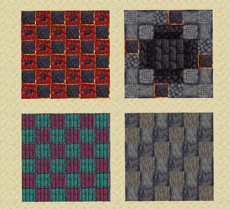 My Last 1.16 Floor Designs By u/SamalanderPlays Minecraft Floors, Wood Minecraft, Minecraft Floor Designs, Minecraft Building Guide, Minecraft Blocks, Minecraft Interior Design, Floor Designs, Minecraft Banners, Diy Minecraft