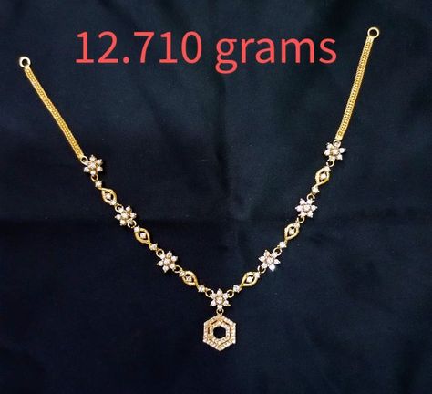 Gold Casting Necklace 12.710 grams in low weight. Pretty Gold Necklaces, Ruby Jewelry Necklaces, Gold Earrings For Kids, Diamond Necklace Simple, Neck Pieces Jewelry, Gold Bridal Necklace, Gold Pearl Jewelry, Diamond Jewelry Set, New Gold Jewellery Designs