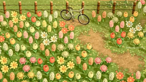 D a n a e on Twitter: "the flowers are in full bloom 🌷 #acnh #animalcrossing… " Acnh Aesthetics, Ac Ideas, Acnh Inspiration, Acnh Cottagecore, Animal Crossing 3ds, Ac New Leaf, Animal Crossing Guide, Acnh Design, Animal Crossing Wild World