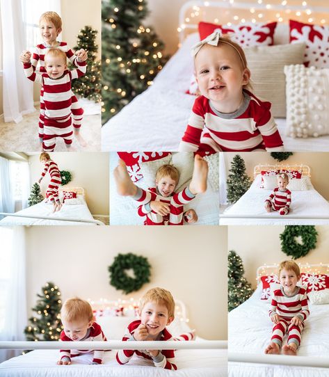 Christmas Pajama Mini Sessions | Alysia Loerch Photography Sibling Christmas Pictures, Christmas Photoshoot Kids, Mini Outfits, Christmas Family Photoshoot, Photo Backdrop Christmas, Holiday Mini Session, Christmas Pj, Christmas Jammies, Christmas Portraits