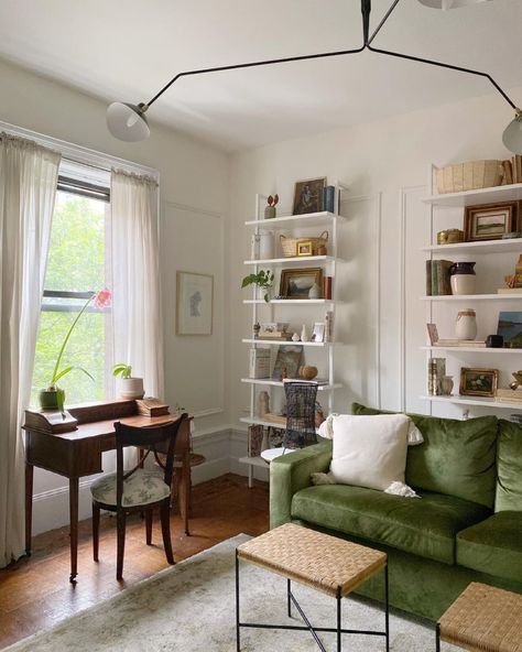 Here's How to Style CB2's Stairway Bookcase In Any Room of a House | Apartment Therapy Aluminum Shelves, Apartment Hacks, Apartment Decoration, Interior Wall Paint, Apartment Aesthetic, Design Apartment, Kitchen Decorating, Nyc Apartment, A Living Room