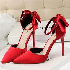 A-Line V-neck Tea-Length Chiffon Lace Mother of the Bride Dress (008225564) - JJ's House Wedding Low Heels, Heels Butterfly, Every Day Shoes, High Heels Elegant, Red Wedding Shoes, Mother Of The Bride Outfits, Heels Elegant, Knot Bow, Shoes Heels Classy