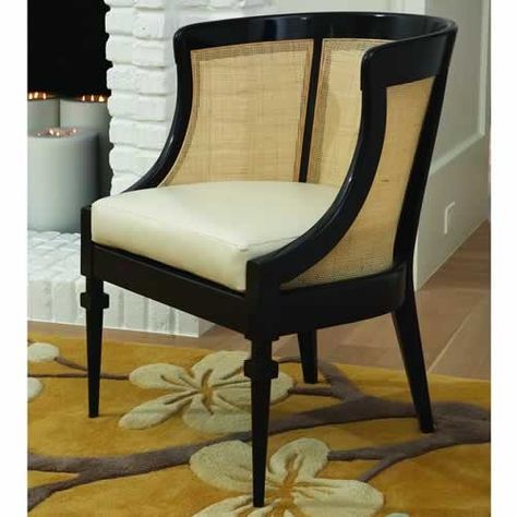 Cane Accent Chair, Global Views Furniture, Cane Back Chairs, Leather Side Chair, Cane Chair, Chair Makeover, Global Views, Diy Chair, Barrel Chair