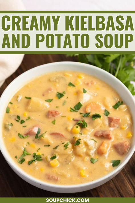 Kielbasa And Potato Soup Recipe Kabasa Sausage Potato Soup, Kiebalsa And Potatoes Soup, Cheesy Potato Sausage Soup, Soup With Sausage And Potatoes, Kielbasa Bean Soup, Kielbasa And Potatoes Soup, Creamy Kielbasa, Kielbasa Potato Soup, Cabbage Potato Soup