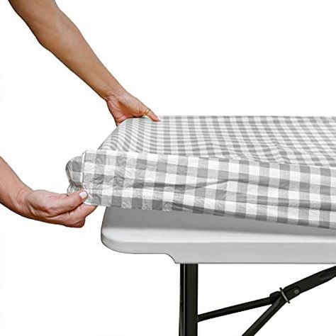 AmazonSmile: Tablecloth for Folding Table -Fitted Rectangular Table Cloth Plastic Vinyl Backed with Elastic Rim- for Christmas|Parties, Picnic (Gray Plaid, 3 ft, 24x36 inch) : Home & Kitchen Rectangular Table Cloth, Vinyl Table Covers, Picnic Table Covers, Fitted Table Cover, Fitted Tablecloths, Plaid Tablecloth, Vinyl Tablecloth, Plastic Table Covers, Plastic Tablecloth