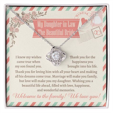 🎉👰🏻🎁👩‍❤️‍👩 Welcome your new daughter-in-law to the family with the perfect wedding day gift! 💍💕 Our Love Knot Pendant Necklace is a beautiful symbol of the bond between mother and daughter. 💝 Show her the love and acceptance she deserves with this special gesture. 💓 #DaughterInLaw #WeddingGift #WelcomeToTheFamily #LoveKnotNecklace #MotherDaughterBond #Bridal #daughterlove Shop Now https://bit.ly/45SlyoO Loving Him, Mother Daughter Bonding, Beautiful Symbols, Moon Gifts, Welcome To The Family, Daughter In Law, Wish Come True, Found You, Love Knot