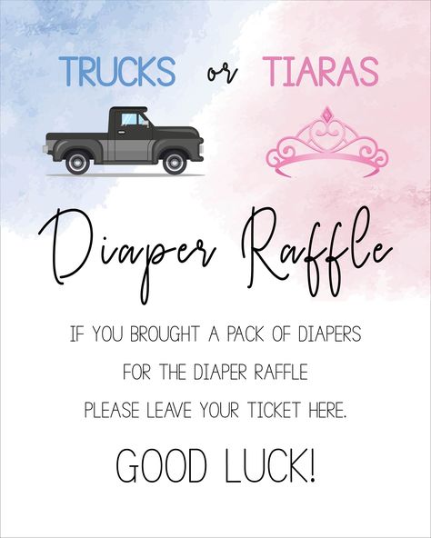 Diaper Raffle Sign, Diaper Raffle, Reveal Party, Reveal Parties, Gender Reveal Party, Baby Shower Themes, Gender Reveal, Ruffles, Baby Shower