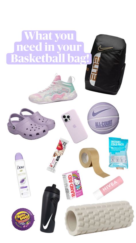 Things all hoopers need in their bball bag! 🏀✌️😝 Basketball Bag Essentials, Crafts To Do When Your Bored, Hubba Bubba, Basketball Bag, Cold Pack, Bag Essentials, Band Aid, Essential Bag, Basketball