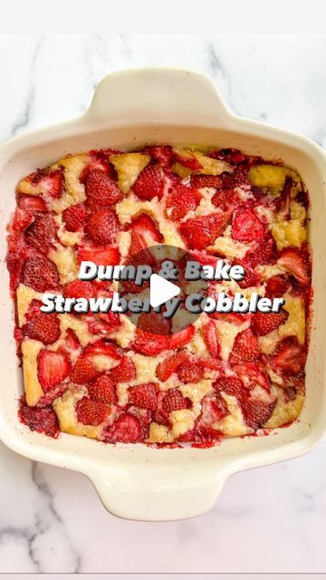 Kathleen Ashmore on Instagram: "DUMP & BAKE STRAWBERRY COBBLER 🍓🍓🍓
No but actually if you save one summer dessert from me let it be this.  Who’s making this?!
Recipe below ⬇️

Dump & Bake Strawberry Cobbler
(Gluten-Free)
Serves:  6-8

Ingredients:
3 tablespoons unsalted butter 
1 cup all-purpose GF flour 
¼ cup oat flour
½ cup plus 2 tablespoons cane sugar
2 teaspoons baking powder
1/2 teaspoon Kosher salt
¾ cup (or more) unsweetened almond milk 
½ teaspoon vanilla extract
5 cups fresh ripe strawberries, hulled & diced (4 cups diced strawberries)

Heat your oven to 375°F. Place butter in a 8x8 inch baking dish.  Place pan in oven for 5 to 7 minutes, until butter has melted. Tilt the dish to ensure it is evenly coated with butter.
Whisk together the flour, ½ cup sugar, baking powder and Gf Flour, Strawberry Cobbler, Baked Strawberries, Oat Flour, Pancake Batter, One Summer, Unsweetened Almond Milk, Cobbler, Unsalted Butter