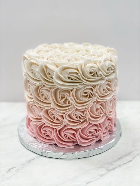 Ombre Rosette Cake, Smash Cakes, Rosette Cake, Bday Cake, Pink Ombre, Cake Smash, Vanilla Cake, First Birthdays, Cake Decorating