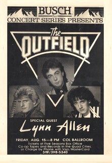 THE OUTFIELD Quad Cities, Sonic Youth, Gothic Rock, Concert Series, The Outfield, Love Posters, Band Posters, Black Sabbath, Post Punk