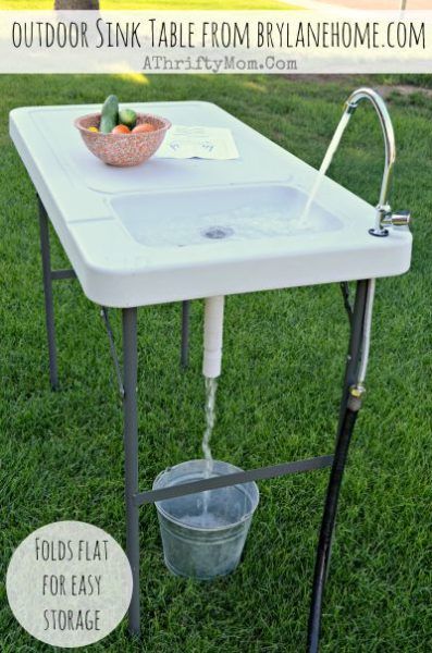 Washing Produce, Sink Table, Camping Sink, Outdoor Sink, Camping Bedarf, Camping Diy, Tiny Camper, Outdoor Sinks, Festival Camping