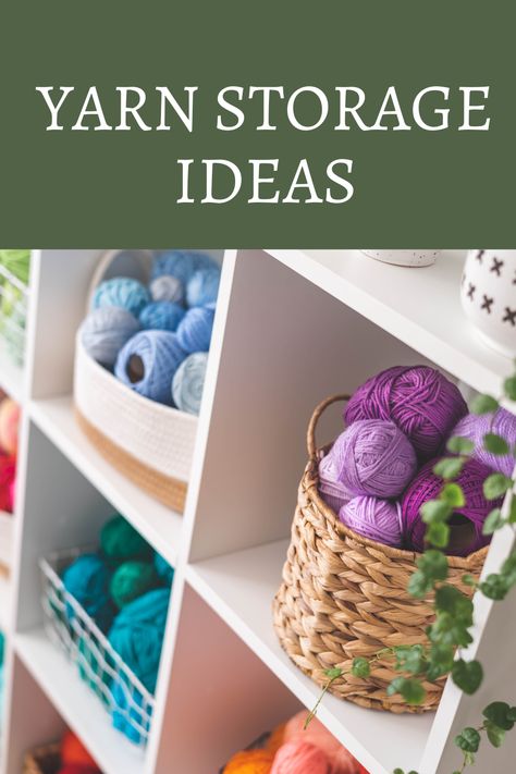 Explore our guide to yarn storage ideas! From clear bins to hanging organizers, find the perfect solution for your space. Keep yarn organized and easily accessible with labeled containers or color-coded systems. Enhance your crafting experience with these creative storage options! Wool Storage, Yarn Cake Storage, Crochet Yarn Storage Organization Ideas, Organizing Knitting Supplies, Yarn Storage Michaels Stores, Shelf For Yarn, Yarn Storage Ideas, Left Over Yarn Storage, Chrochet Storage Made From Crochet