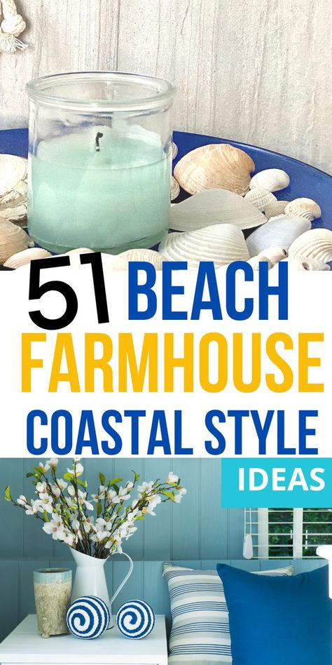 Get these beach farmhouse coastal style ideas for your home decor. Beachy Country Decor, Home Decor Ideas Southern, Beachy Farmhouse Bathroom, Farmhouse Meets Beach House, Outside Beach Decor, Beach Themed Diy Decor, Coastal Farmhouse Decor Bathroom, Beach Themed Home Decor, Coastal Sunroom Decorating Ideas