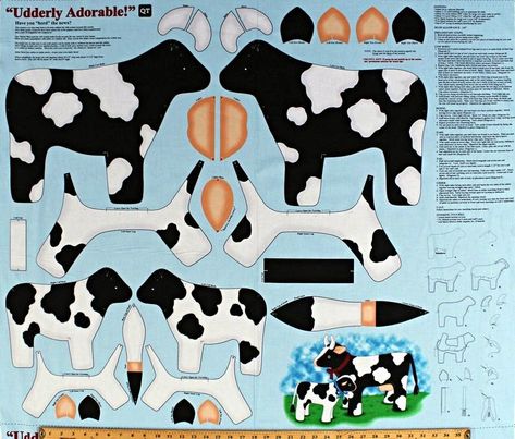 Udderly Adorable Cow Sew & Go 26618-J 36 Panel Deer Quilt, Cow Craft, Bear Sewing Pattern, Cow And Calf, Teddy Bear Sewing Pattern, Kids Quilts, Animal Sewing Patterns, Cute Presents, Plushie Patterns