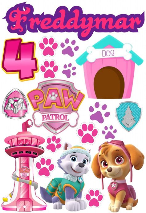 Paw Patrol Number 4 Printable, Paw Patrol Topper Printable, Paw Patrol Cake Topper Free Printable, Cake Topper Free Printable, Paw Patrol Cake Topper, Free Printable Numbers, Bear Images, Paw Patrol Cake, Printable Numbers