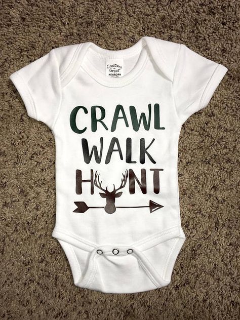 Hey, I found this really awesome Etsy listing at https://www.etsy.com/listing/552675165/crawl-walk-hunt-hunting-baby-onesie Hunting Nursery Theme, Hunting Theme Baby Shower Ideas, Nursery Ideas Hunting, Maternity Hunting Pictures, Duck Hunting Baby Announcement, Crawl Walk Hunt, Baby Hunting, Baby Boy Hunting, Hunting Onesie