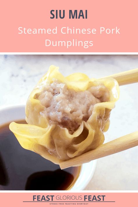 Shu Mai Recipe Dim Sum, Pork Dim Sum Recipes, Homemade Dim Sum, Pork Shumai Recipe, Shu Mai Recipe, Rolled Dumplings Recipe, Chinese Pork Dumplings, Chinese Steamed Dumplings, Shrimp Shumai