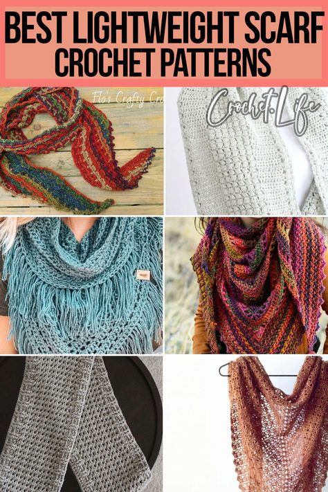 Fall is closing in and winter's not far behind, so check out these 14 beautiful lightweight scarf crochet patterns to cut that chilly wind. Crochet Lightweight Scarf, Light Scarf Crochet Pattern, Scarfie Yarn Patterns Crochet, Free Crochet Scarf Patterns For Women, Crochet Scarves Free Patterns, Crochet Boho Scarf, Lightweight Crochet Scarf, Crochet Canvas, Free Crochet Scarf Patterns