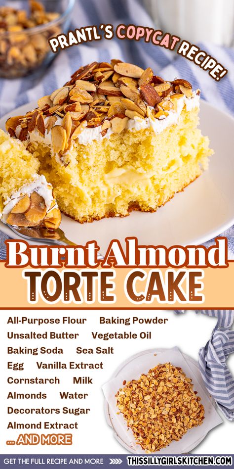 Almond Torte Cake Recipe, Burnt Almond Torte Recipe, Almond Torte Cake, Burnt Almond Torte, Custard Frosting, Almond Torte, Buttered Vegetables, Almond Cake Recipe, Make Ahead Desserts