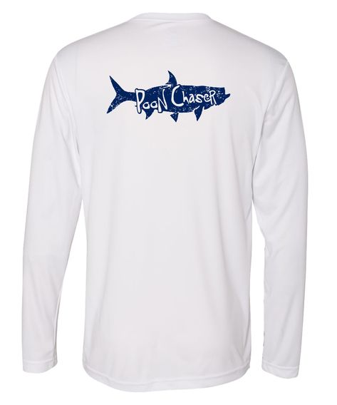 Now available in performance dry-fit long sleeves! Tarpon "Poon Chaser" fishing sun protective shirts offer a 50+ UPF rating for excellent solar protection. Great for a day of fishing, sailing, swimming, hiking, rowing, surfing and any other of your favorite sports making them the perfect shirt to wear anytime on or off the water. 4 ounce, 100% polyester interlock jersey Moisture-wicking and Anti-microbial technology which keeps you dry and the shirt odor free 50+ UPF rating, excellent solar pro