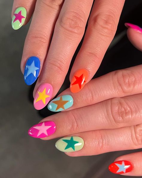 Top 100 Summer Nail Designs 2024 - NailGet Colorful Nail Inspiration, Multicoloured Nails, Neon Tips, Colorful Nail Art, Creative Nail Art, Trendy Nail Art Designs, Pointed Nails, Summer Nail Designs, Vibrant Nails