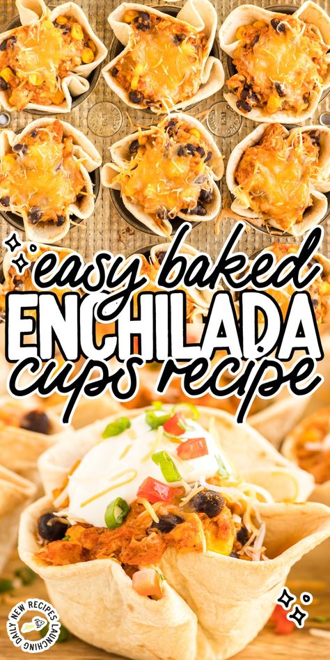 These cute little individual-sized easy enchilada cups are a fun twist on classic enchiladas. You'll love the bold taste of this simple, homemade recipe. Mexican Muffin Tin Recipes, Enchilada Cups Beef, Open Face Enchiladas, Enchilada Cups, Chicken Cupcakes, Tin Recipes, Vegetarian Enchiladas, Easy Enchiladas, Mini Tacos