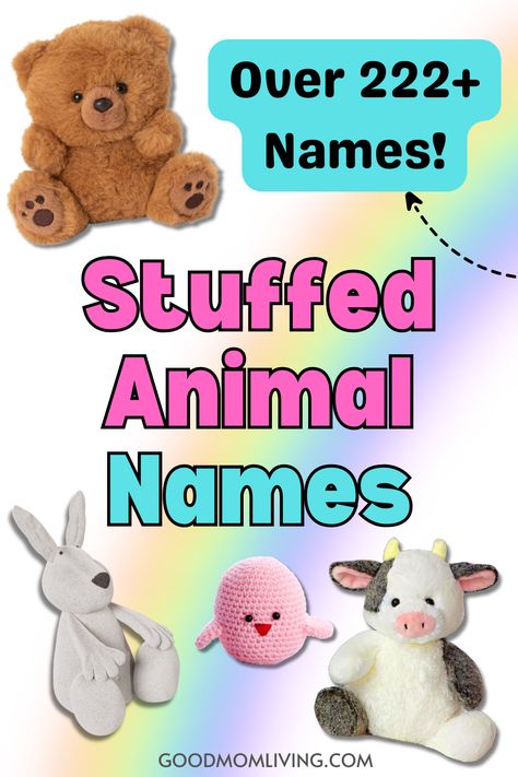 Cute Names for Stuffed Animals Jellycat Name Ideas, Cute Names For Stuffed Animals, Stuffed Animal Names Ideas, Names For Teddy Bears, Stuffed Animals Aesthetic, Dino Stuffed Animal, Stuffed Animal Names, Cow Names, Cute Pet Names