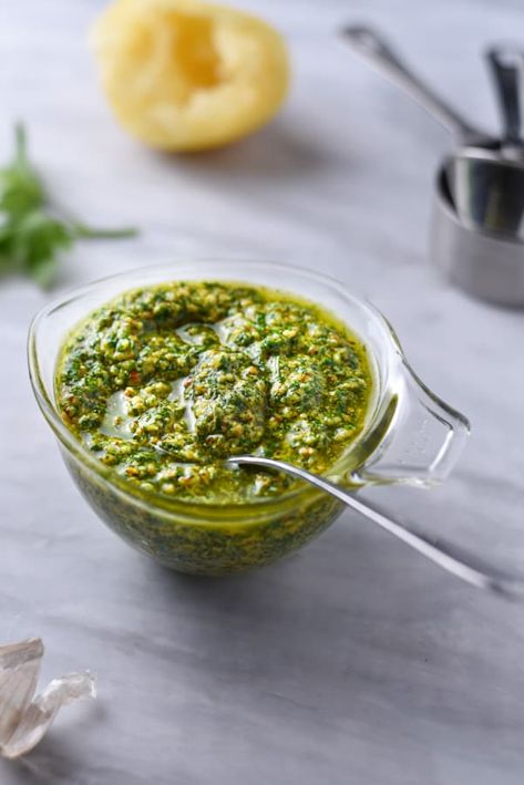 Bright & Herby Parsley Pesto ~ 6 Ingredients & 5 Minutes Parsley Pesto Recipe, Kale Detox Salad, Gluten Free Pesto, Parsley Recipes, Parsley Pesto, Whole Roasted Cauliflower, Detox Salad, Stuffed Shells Recipe, Herb Recipes