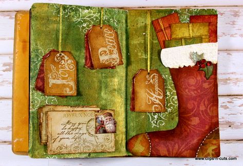 Christmas Art Journal, Vicky Papaioannou, Christmas Mix, Christmas Journal, Mixed Media Techniques, Mixed Media Journal, Mixed Media Art Journaling, Diy Book, Holiday Art