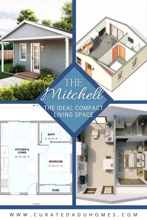 Explore The Mitchell Floorplan 400 Sq Ft Floor Plans, Adu Floor Plans, 400 Sq Ft Studio, Studio Floor Plans, Off Grid Cabin, Accessory Dwelling Unit, Compact Living, Backyard Living, Spacious Living