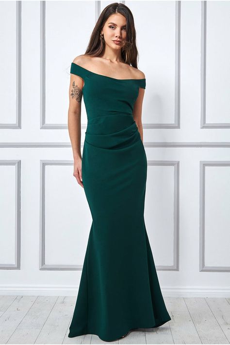 Black Tie Events, Emerald Dresses, Formal Occasion Dress, Bardot Neckline, Scuba Dress, Black Tie Dress, Statement Dress, Black Tie Event, Wedding Guests