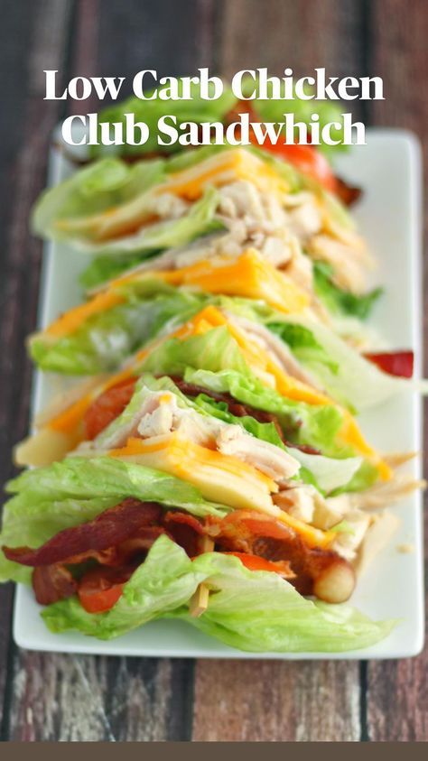 10min · 2 servings  This Keto & Low Carb Chicken Club Sandwich is the Most Delicious Way to Eat a Clubhouse Sandwich, without all the Carbs. The Easy-to-Make Sandwich is made Lettuce Wrap Style… using lettuce leaves between the layers. It’s a Fresh and Healthy Gluten Free Version of a long Time Favourite Sandwich.  6 Lettuce Leaves Iceberg  6 oz Chicken Breast cooked  4 Slices of Bacon  4 oz Deli Ham  2 Slices Cheese  4 Slices Tomatoes  2 Tbsp Mayonaise Clubhouse Sandwich, Chicken Club Sandwich, Bacon Lettuce Wraps, Club Sandwich Chicken, Chicken Club, Chicken Slices, Lettuce Wrap, Chicken Lettuce Wraps, Club Sandwich