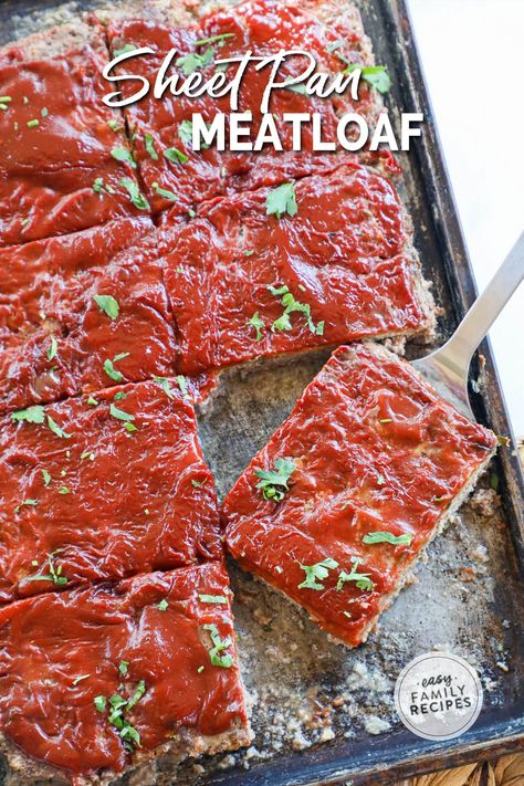 Large Meatloaf Recipe, Sheet Pan Meatloaf, Pan Meatloaf, Southern Meatloaf, Southern Meals, Dinner For Family, Baked Meals, Convenient Dinner, Baked Meatloaf