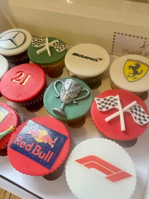 F1 Cupcakes, F1 Cake, F1 Birthday, Birthday Cake For Boyfriend, Cake For Boyfriend, Dream Birthday, Cake Inspo, 19th Birthday, Fondant Cupcakes