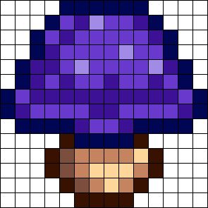 Purple Mushroom, Easy Perler Bead Patterns, Easy Perler Beads Ideas, Pearl Beads Pattern, Pixel Art Templates, 8bit Art, Pattern Maker, Perler Bead Templates, Diy Perler Bead Crafts