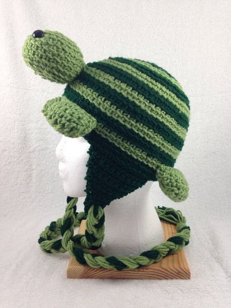 Turtle Hat in Shades of Green | Etsy Turtle Hat Crochet, Crochet Turtle Hat, Sick Outfit, Crocheted Turtle, Turtle Hat, Crochet Wearables, Crochet Halloween, Pretty Butterfly, Crochet Turtle