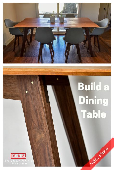 Simple Diy Dining Table, Mid Century Modern Dining Table Diy, Diy Modern Dining Table, Mcm Diy, Mcm Dining Table, Mcm Dining Room, Mid Century Modern Dining Table, Dining Table Plans, Diy Esstisch