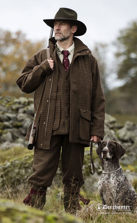 Hunting Clothes Mens, Hunting Fashion Mens, Mens English Country Fashion, Hunter Outfit Men, Hunting Outfit For Men, Dog Zip Line, Adventure Clothing Men, Hunter Clothes, Tweed Shooting Jacket