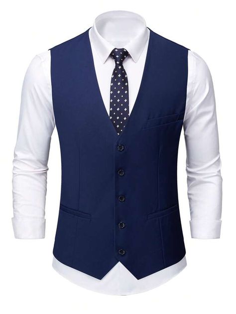 Plain Vest, Waistcoat Men, Man Blazer, Men Clothing, Our Wedding, Navy Blue, Blazer, Mens Outfits, Navy