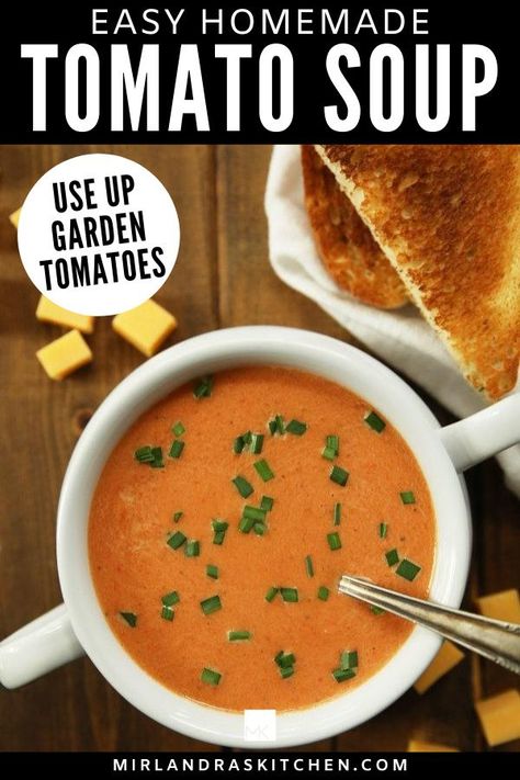 Frozen Tomatoes, Easy Homemade Tomato Soup, Easy Soups To Make, Homemade Tomato Soup, Cream Of Tomato, Cream Of Tomato Soup, Tomato Soup Homemade, Super Salads, Make From Scratch