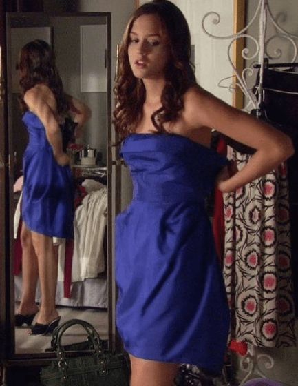 Blair Waldorf Blue Dress, Leighton Meester Style, Blair Waldorf Dress, Mode Gossip Girl, Blair Waldorf Outfits, Blair Waldorf Gossip Girl, Blair Dress, Yellow Strapless Dress, Stile Blair Waldorf