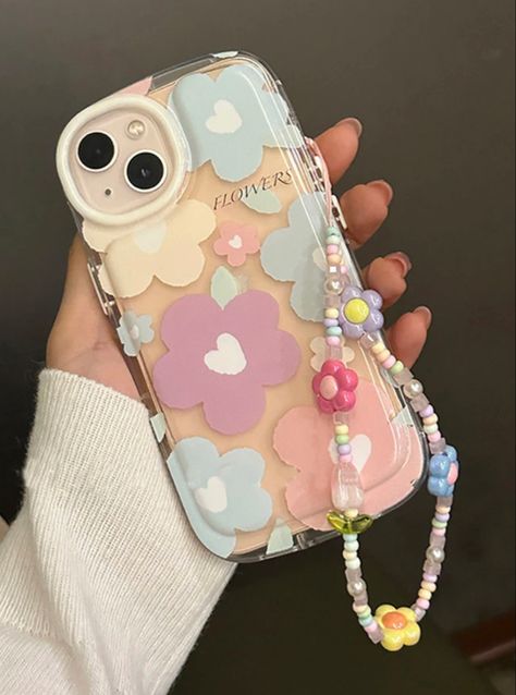 Sweet Lovely Tulip Flower Beaded Mobile Phone Charm Strap Women Fashion Phone Chain Phone Cover With Chain, Iphone Charm Aesthetic, Phone Chain Ideas, Phone Beads Chain, Phone Case With Charms, Phone Strap Aesthetic, Phone Charms Aesthetic, Mobile Charms, Fake Gifts