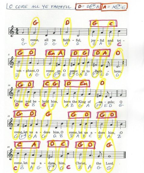 O Come All Ye Faithful (CHRISTMAS) Fake Sheet in G MAjor O Come All Ye Faithful, Beginner Piano Music, Ukulele Tabs, G Major, Praise Songs, Piano Music, Ukulele, Sheet Music, Piano