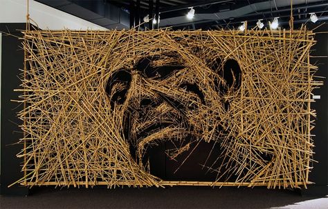 Amazingly creative Bamboo Sculpture by Michael Murphy. Bamboo Art Installation, Bamboo Sculpture, Bamboo Artwork, Basket Art, Michael Murphy, Bamboo Poles, Bamboo Art, Landscape Elements, Bamboo Design